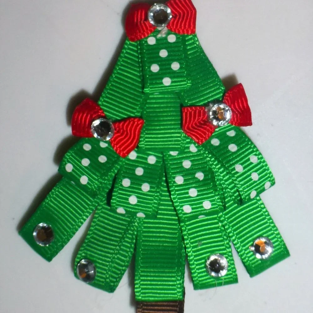 Christmas Tree Girls 3-Inch Hair Bow Clip